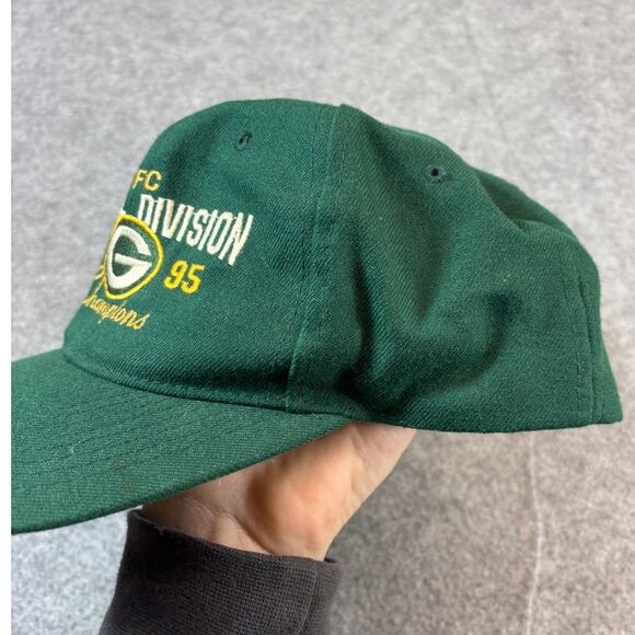 VINTAGE 90s Green Bay Packers NFC Central Division Champions Hat Cap Mens Green - Picture 3 of 7
